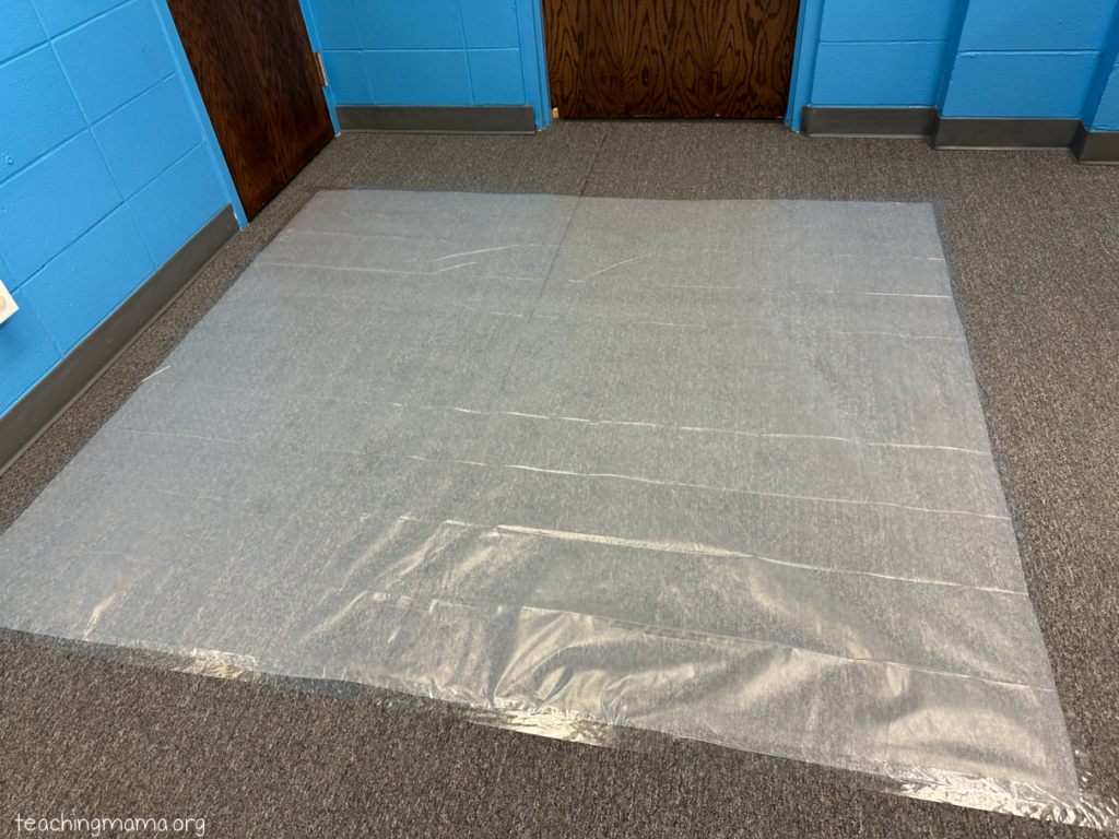 plastic ice skating rink in a classroom