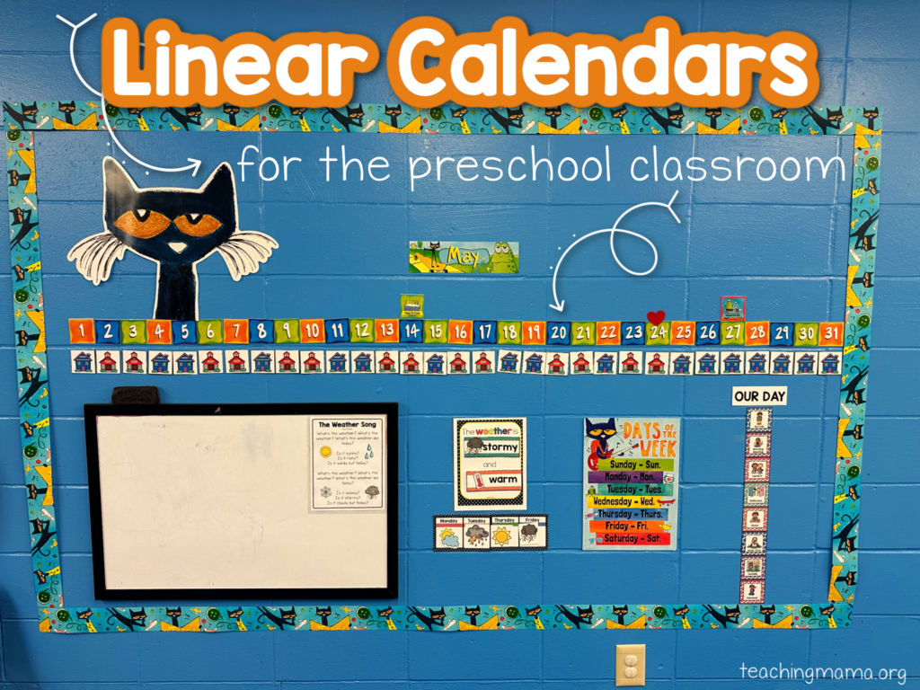 linear calendars for the preschool classroom