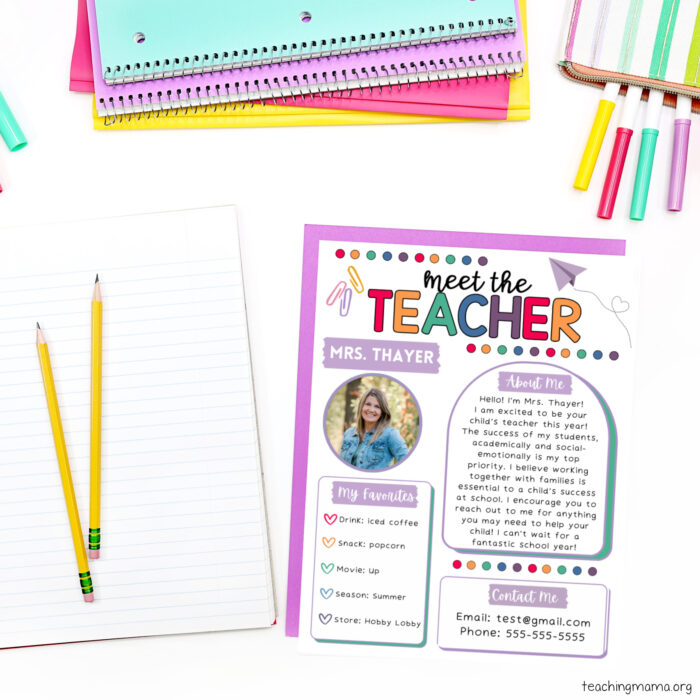 Meet the Teacher Printable Teaching Mama
