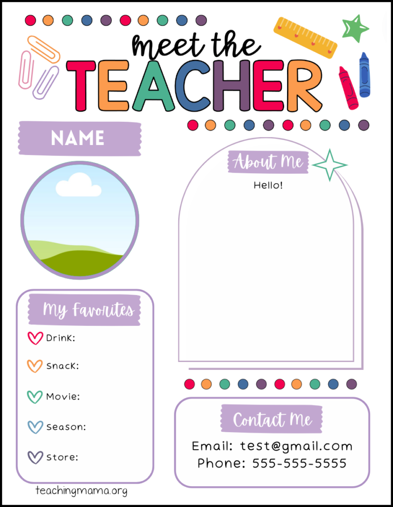 meet the teacher canva template - free version