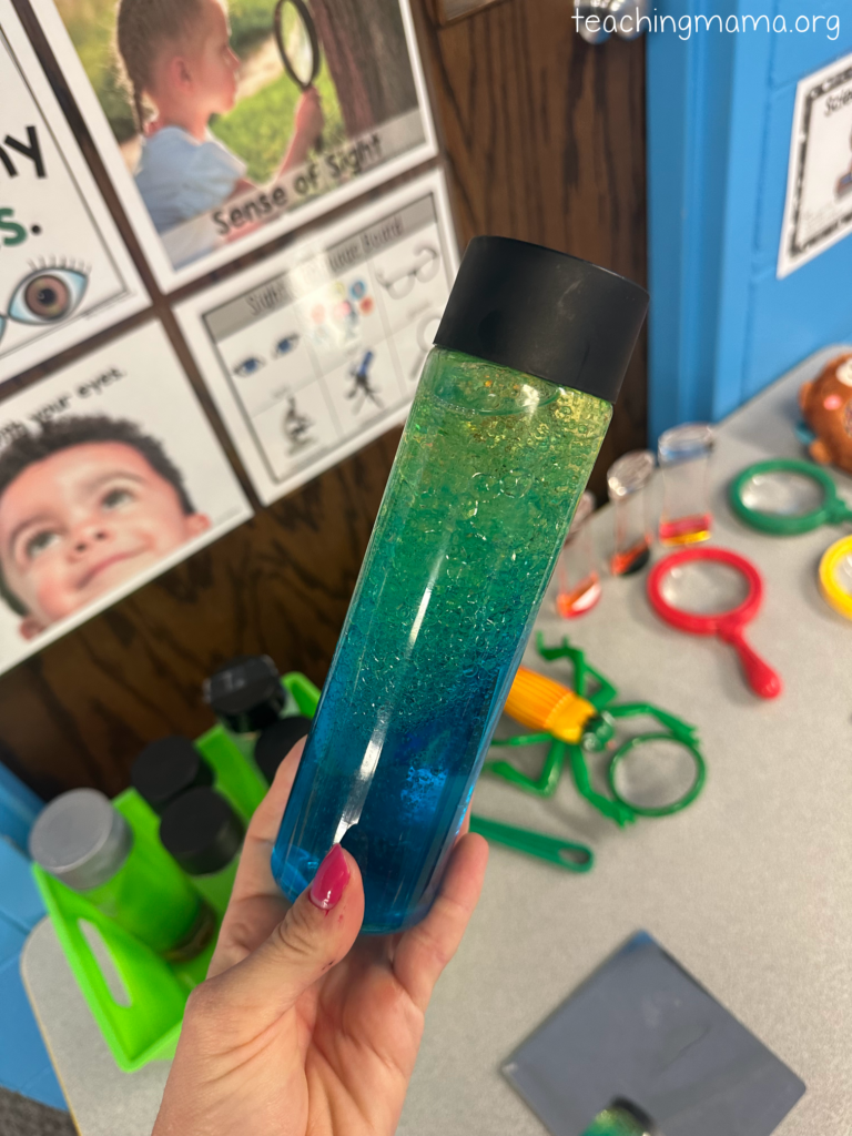 sensory bottle in classroom