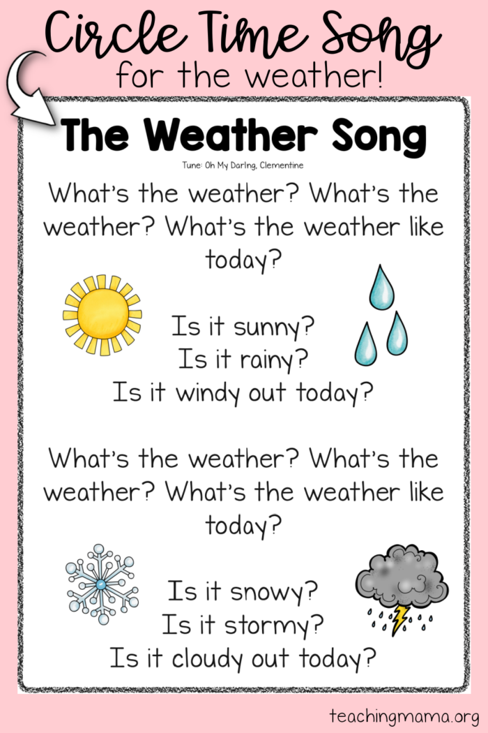 Weather Printables for Circle Time - Teaching Mama