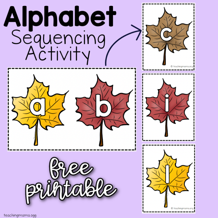 Alphabet Sequencing Activity with Leaves - Teaching Mama