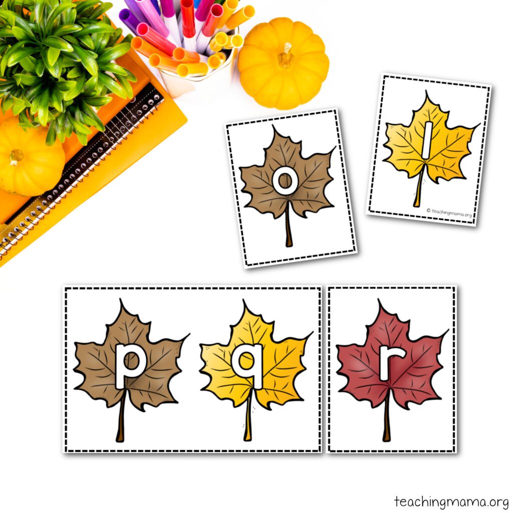 leaf letter cards - p, q, r