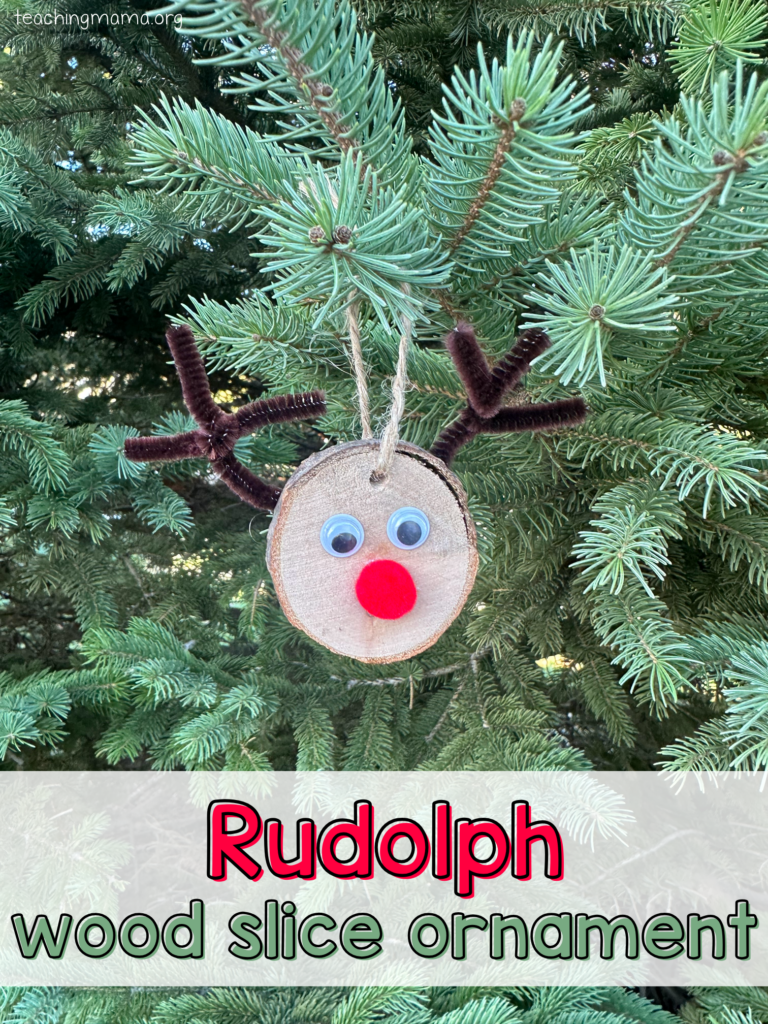 Rudolph wood slice ornament