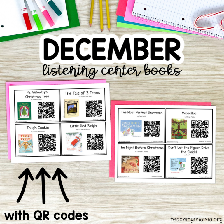 December listening center books with QR codes