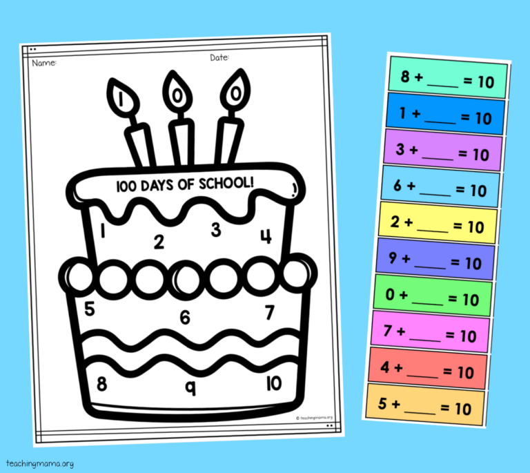 100th Day of School Math Craftivity - Teaching Mama