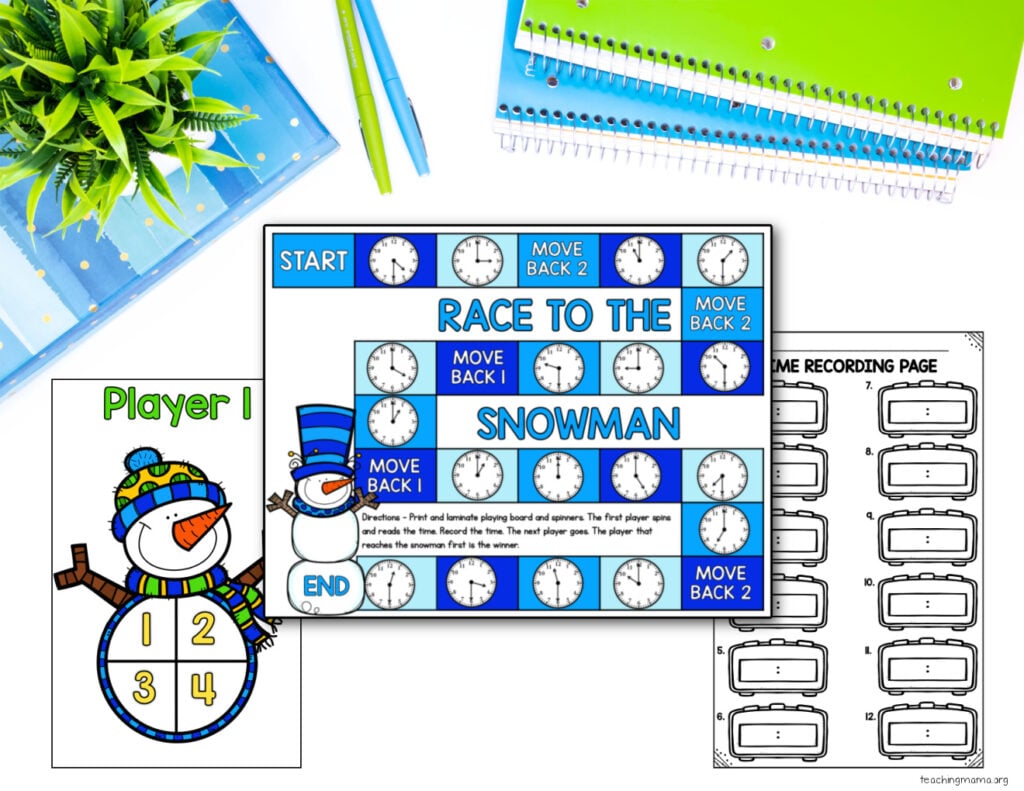 race to snowman printables