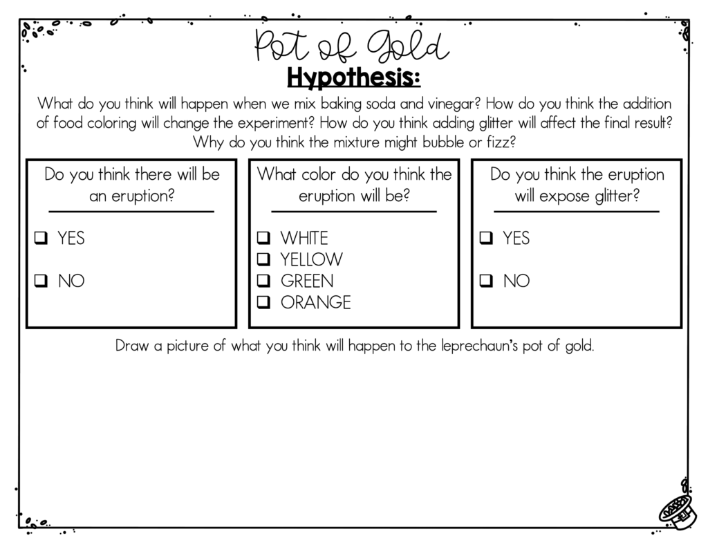 hypothesis page for pot of gold experiment