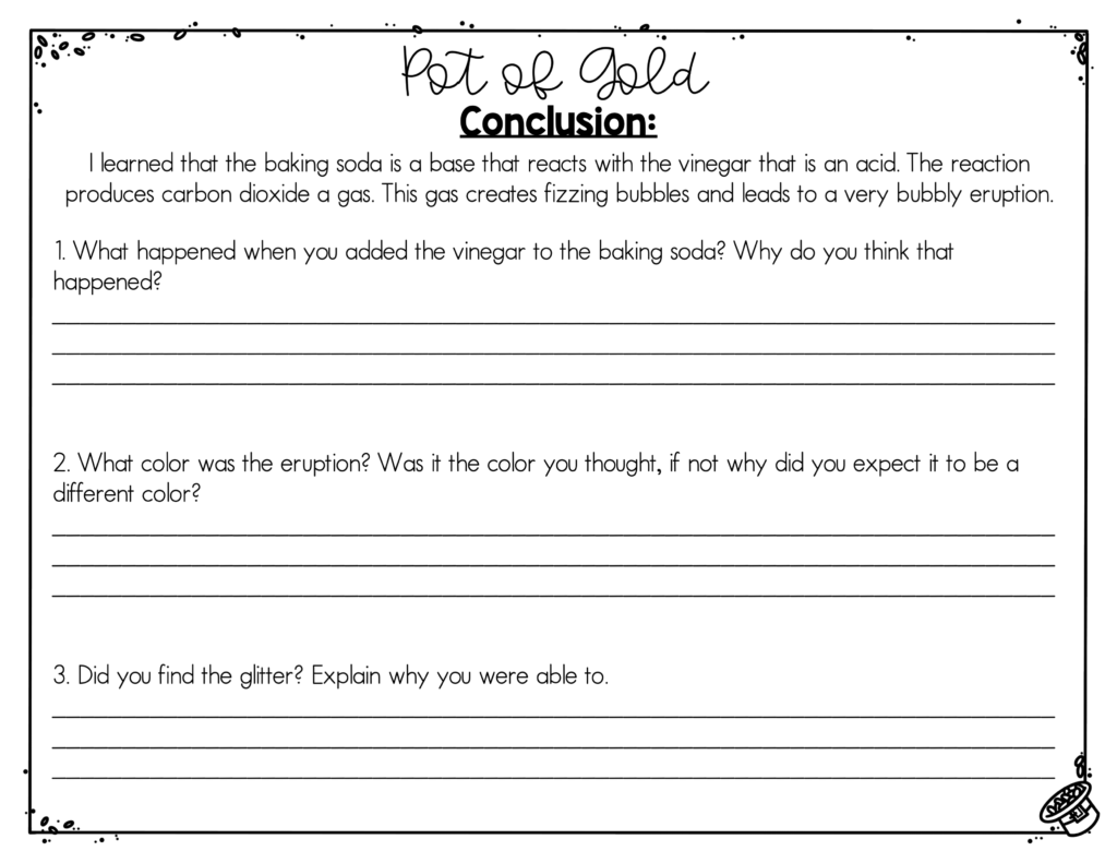 conclusion page for pot of gold experiment