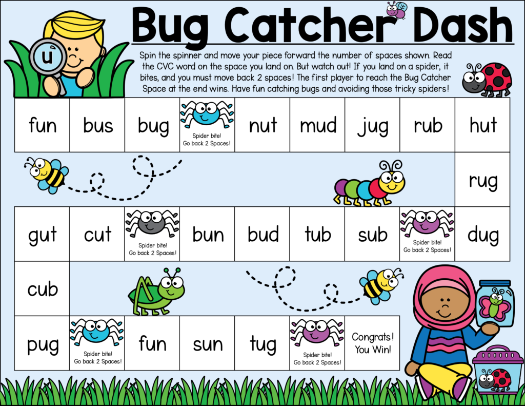 bug catcher dash game for cvc words