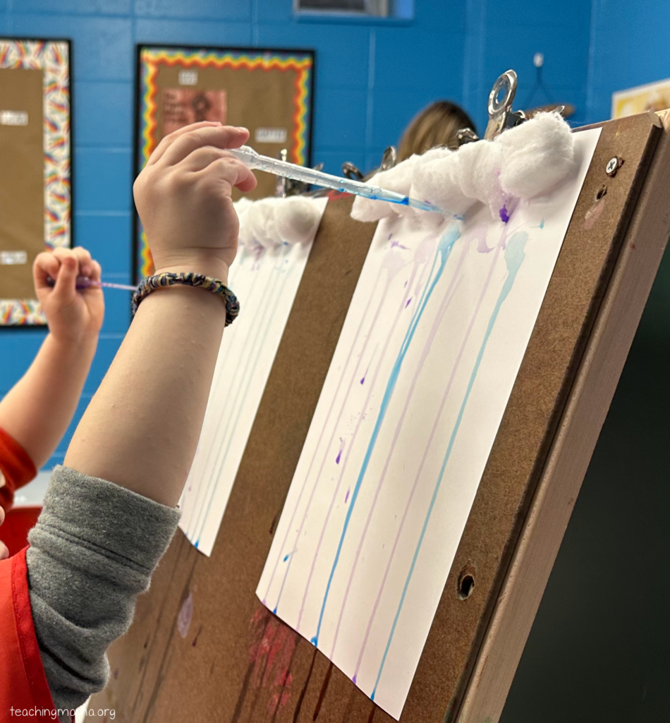 fine motor skills with gravity painting