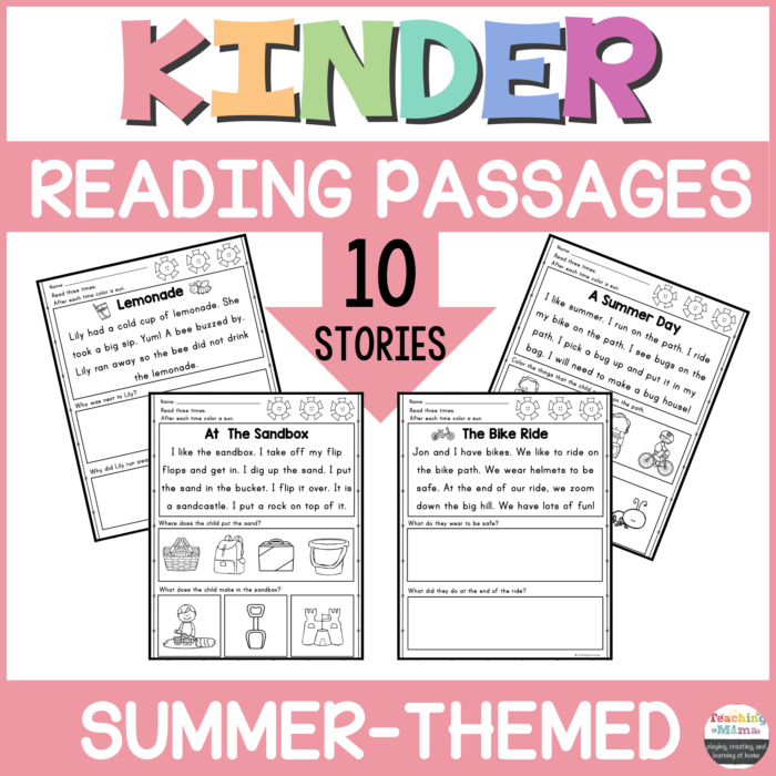 Kindergarten Summer Reading Passages
