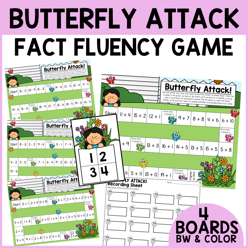 butterfly attack - fact fluency game