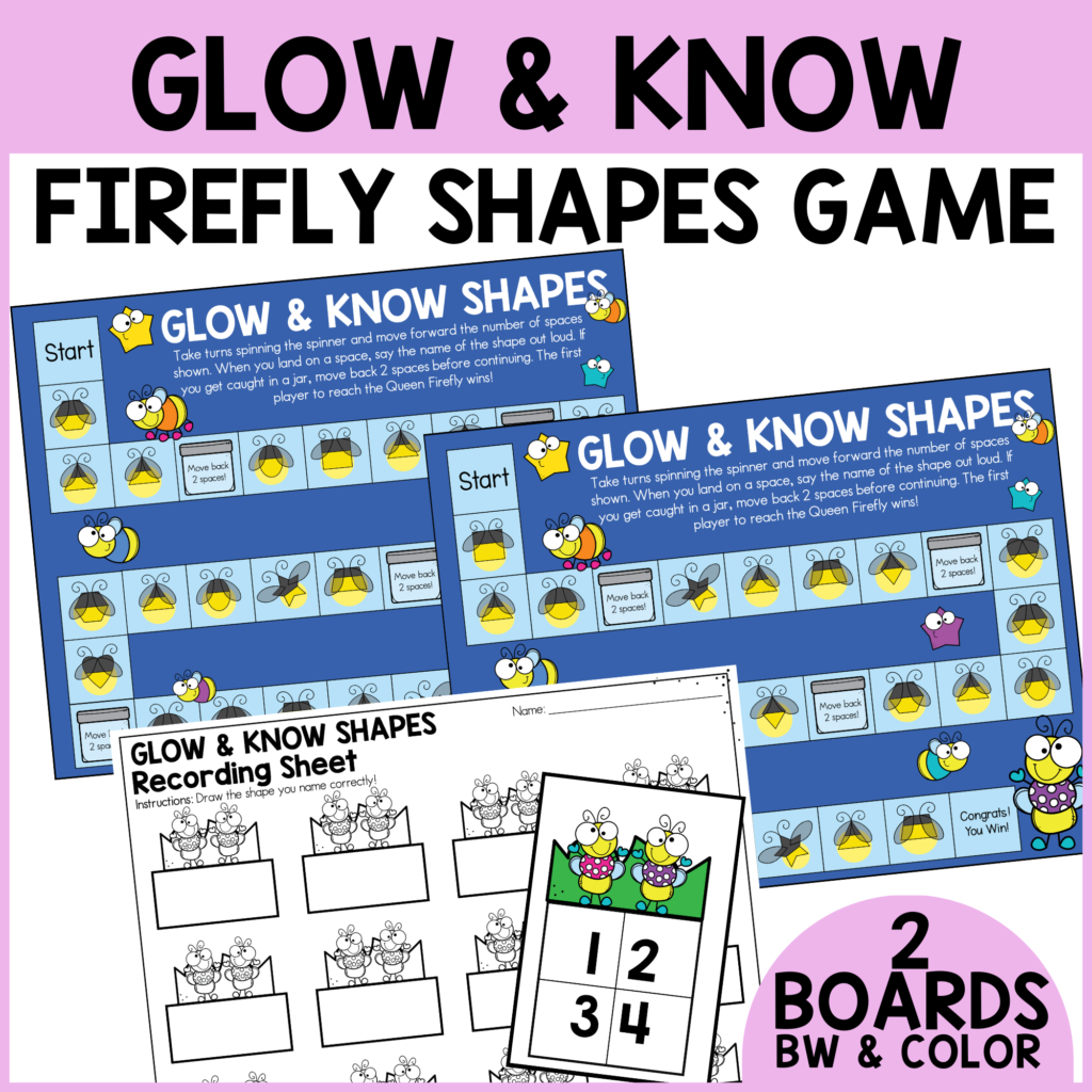Glow and Know Firefly Shapes Game - free printable