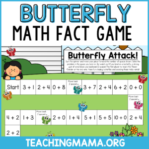 butterfly math fact game