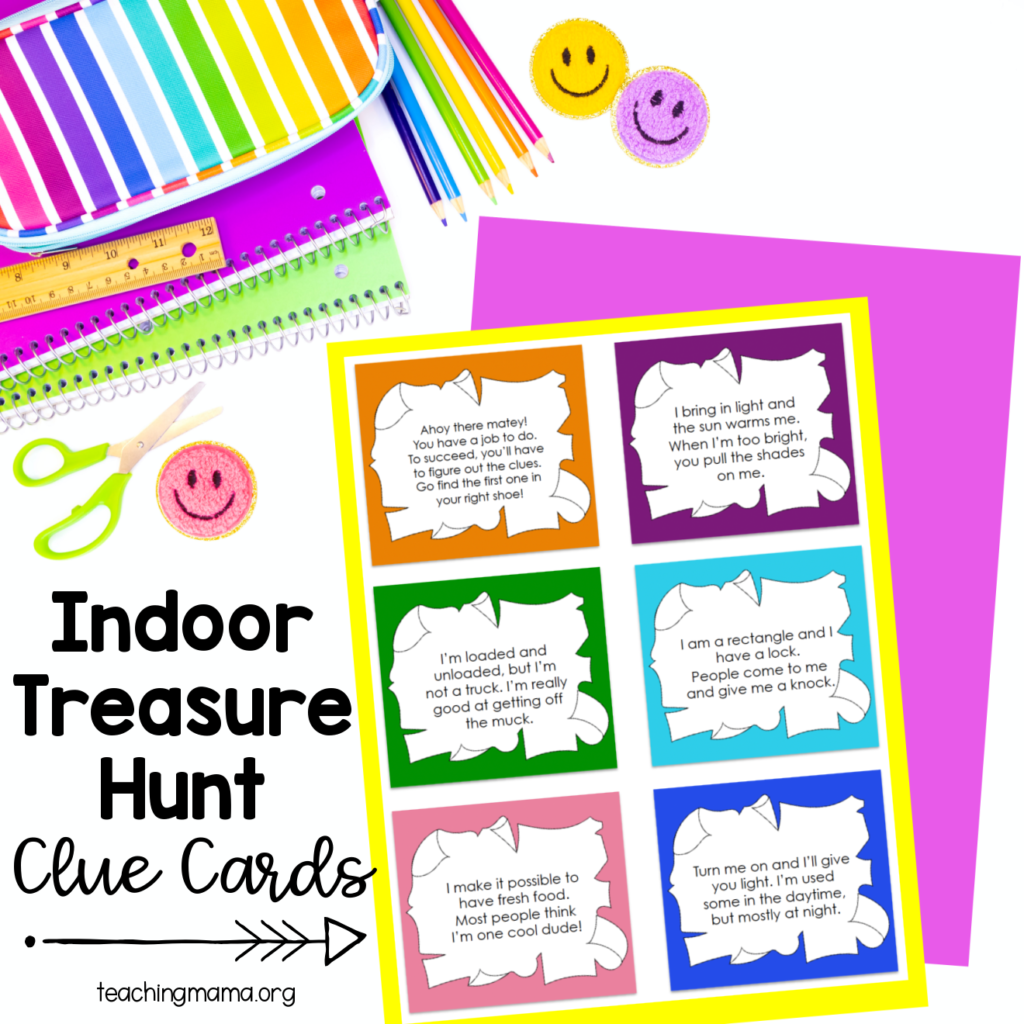 Indoor Treasure Hunt Clue Cards