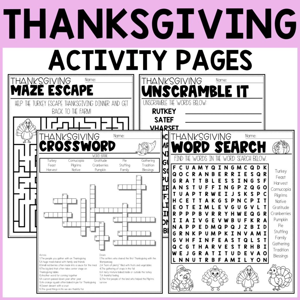 Thanksgiving Activity Pages
