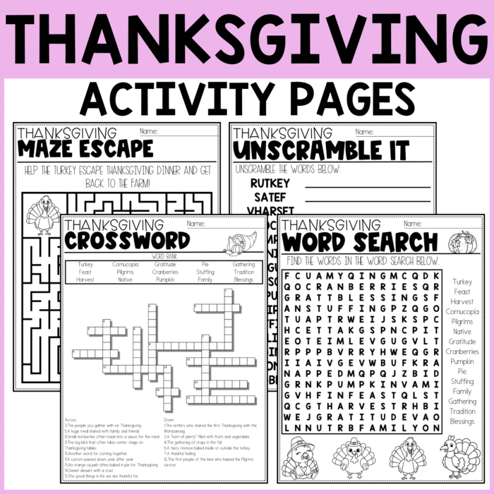Fun Thanksgiving Activity Pages for Kids (Free Printable!) - Teaching Mama