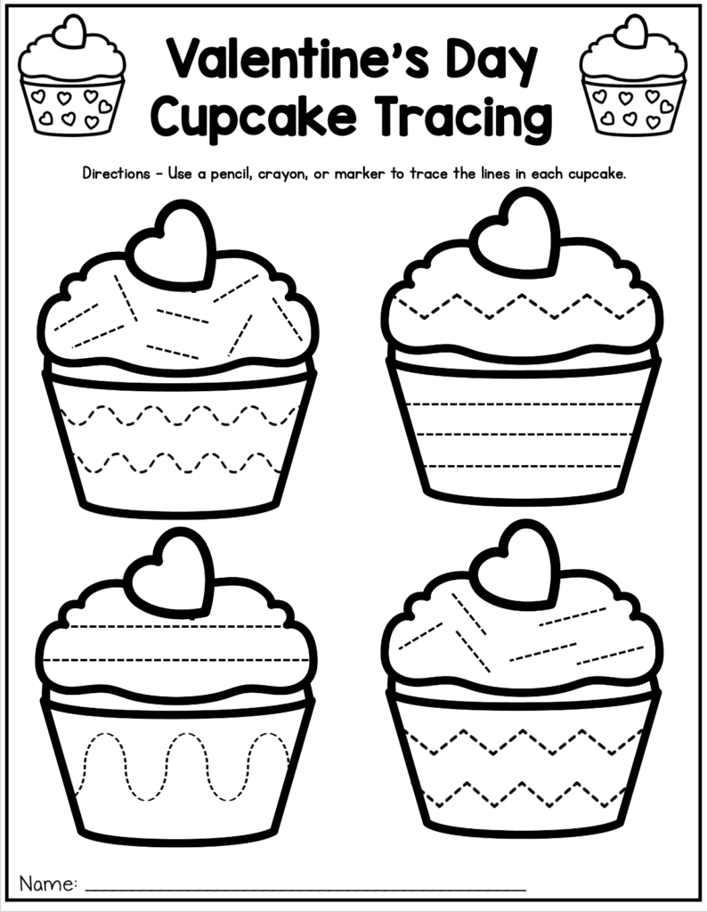 cupcake tracing worksheet