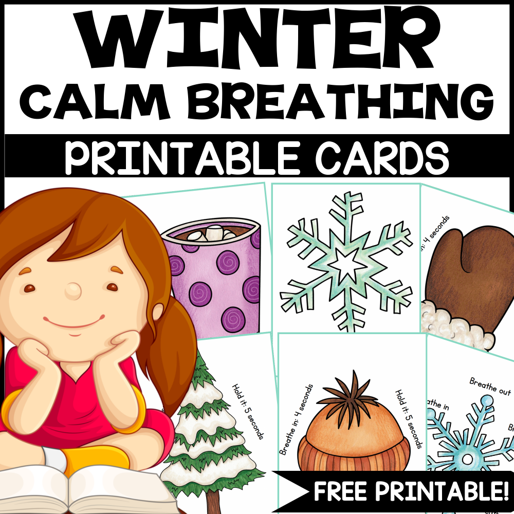 6 calm breathing cards for winter