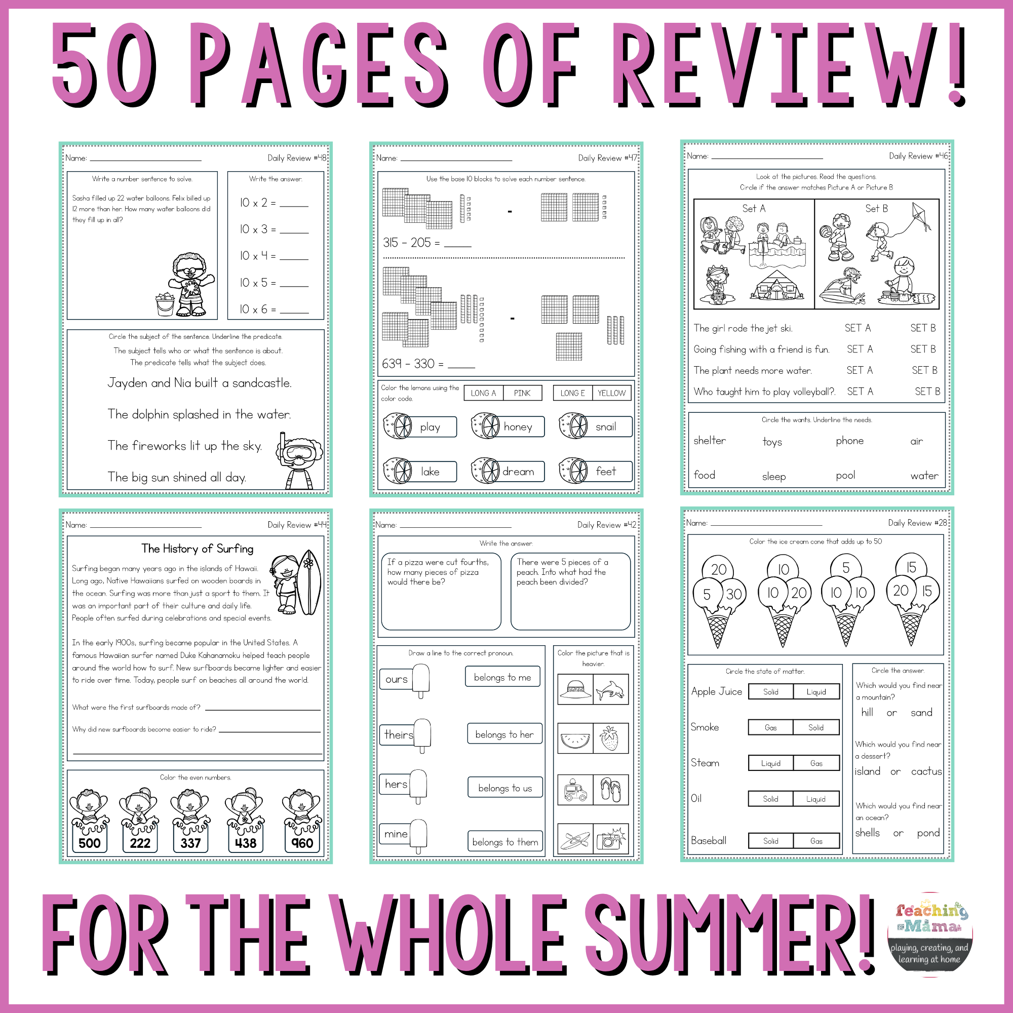 2nd Grade Summer Review Packet - Image 2