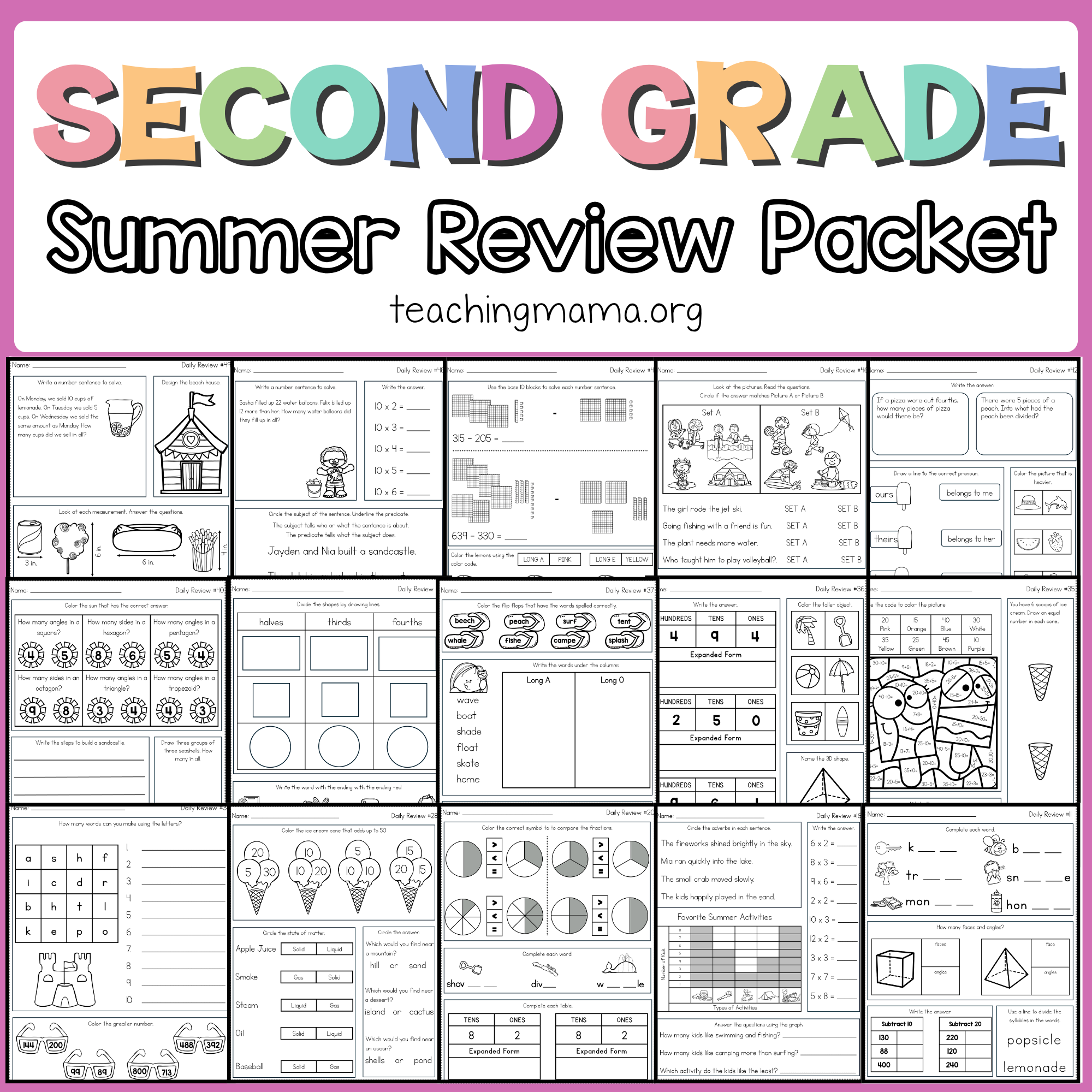 2nd Grade Summer Review Packet
