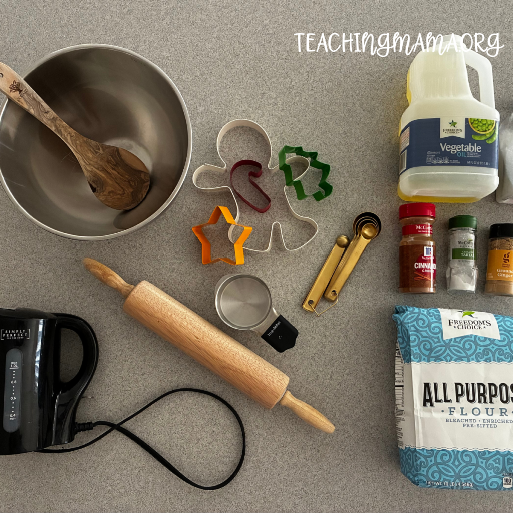 gingerbread playdough materials and ingredients 